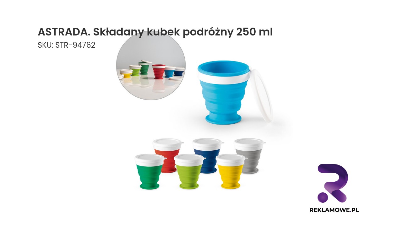 ASTRADA. Składany kubek podróżny 250 ml z silikonu i PP ASTRADA składany kubek podróżny 250 ml