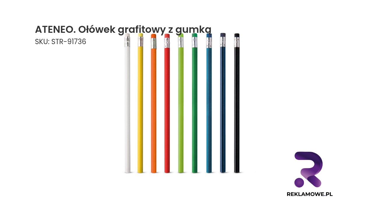 ATENEO. Ołówek grafitowy z gumką, twardość HB ATENEO ołówek grafitowy z gumką
