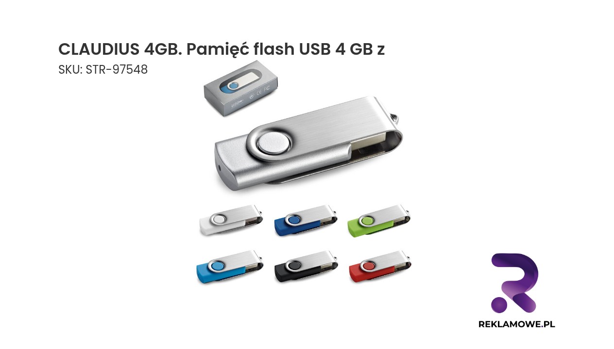 CLAUDIUS 4GB. Pamięć flash USB 4 GB z metalowym klipsem CLAUDIUS 4GB - pamięć flash USB 4 GB