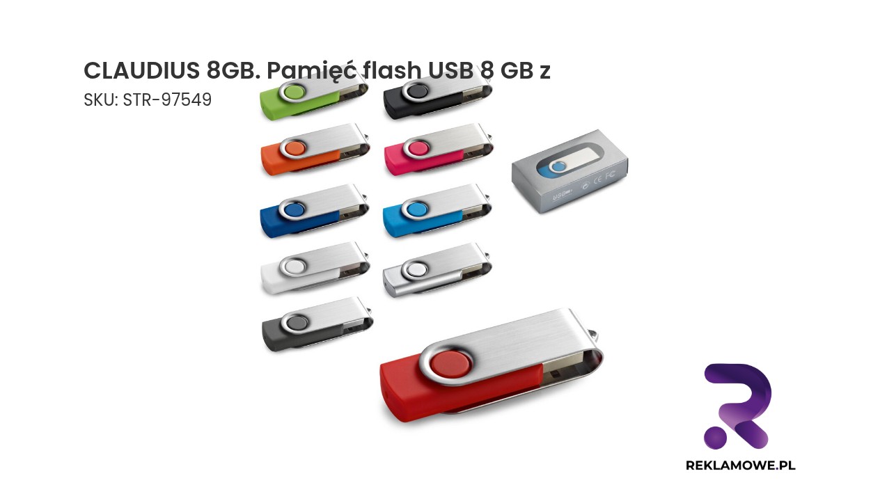 CLAUDIUS 8GB. Pamięć flash USB 8 GB z metalowym klipsem CLAUDIUS 8GB – pamięć flash USB 8 GB