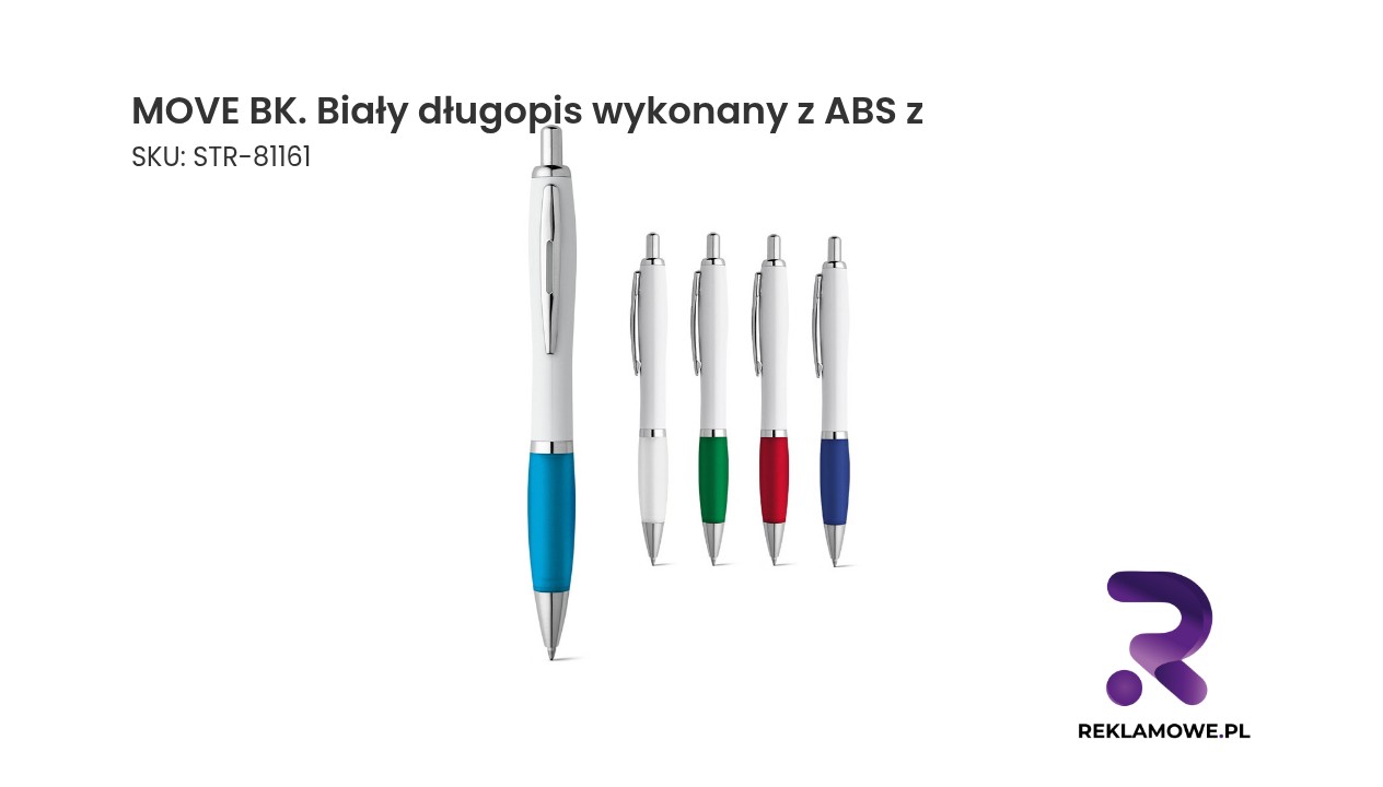 MOVE BK. Biały długopis wykonany z ABS z metalowym klipem MOVE BK biały długopis wykonany z ABS