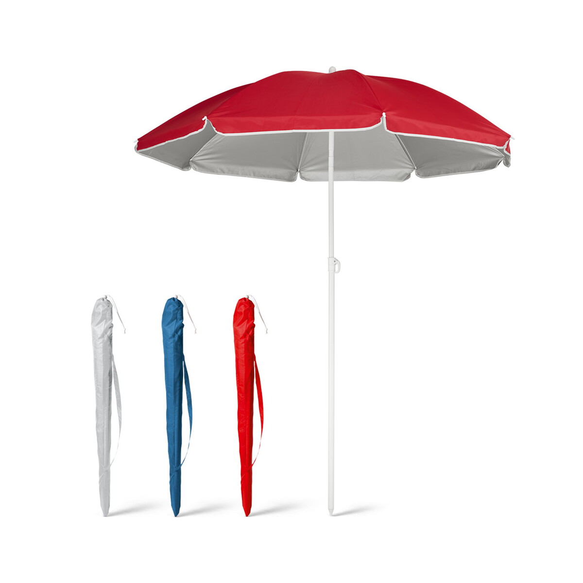 PARANA. Odchylany parasol plażowy 210T ze srebrną podszewką 98320_set