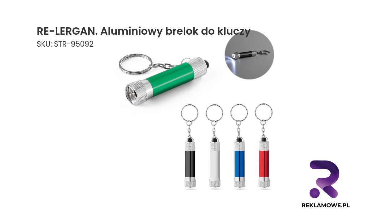 RE-LERGAN. Aluminiowy brelok do kluczy (92% z recyklingu) z latarką LED z 3 diodami RE-LERGAN aluminiowy brelok do kluczy